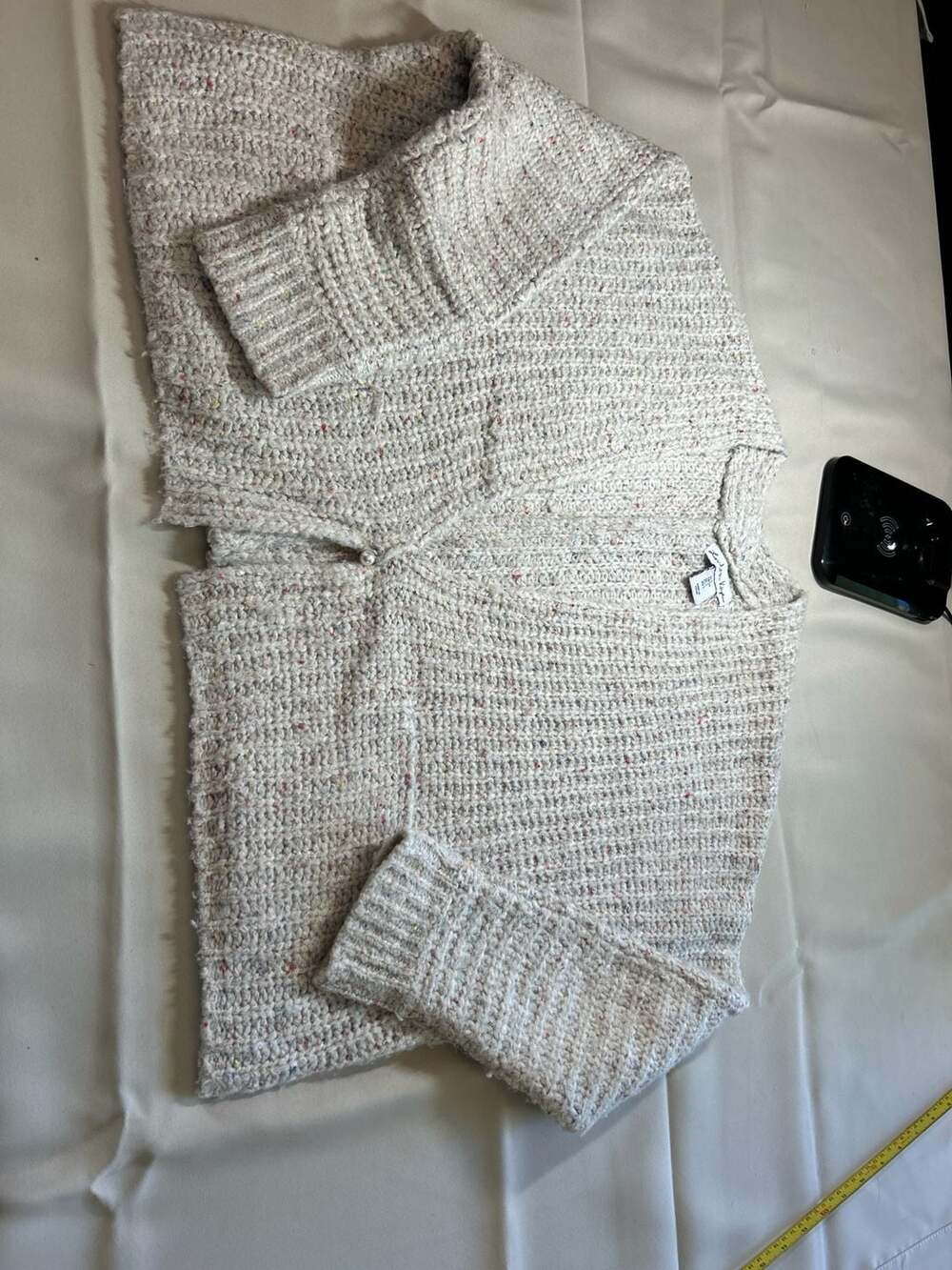 London Kaye Confetti Knit Cardigan Sweater with Faux Pearl Buttons